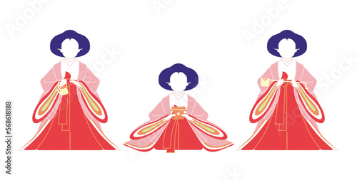 ひな人形　三人官女（背景なし）