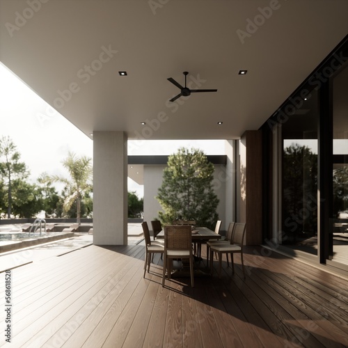 3D Rendering Modern Exterior and Interior Design © muhammad
