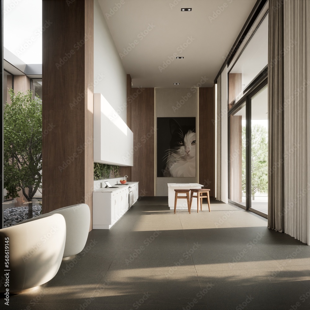 Fototapeta premium 3D Rendering Modern Exterior and Interior Design