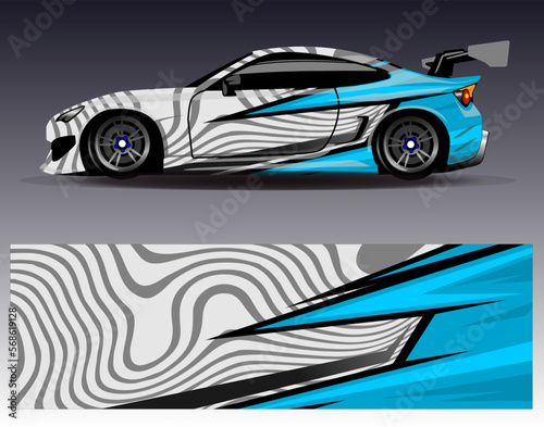 Car wrap design vector. Graphic abstract stripe racing background kit designs for wrap vehicle  race car  rally  adventure and livery