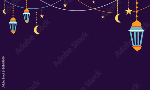 ramadan kareem eid-al fitr poster template with ornament lettern and mosque vector background design for background and landing page ramadan event