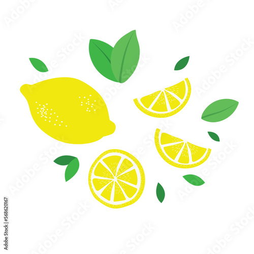 Bright summer lemons. Vector illustration isolated on a white background