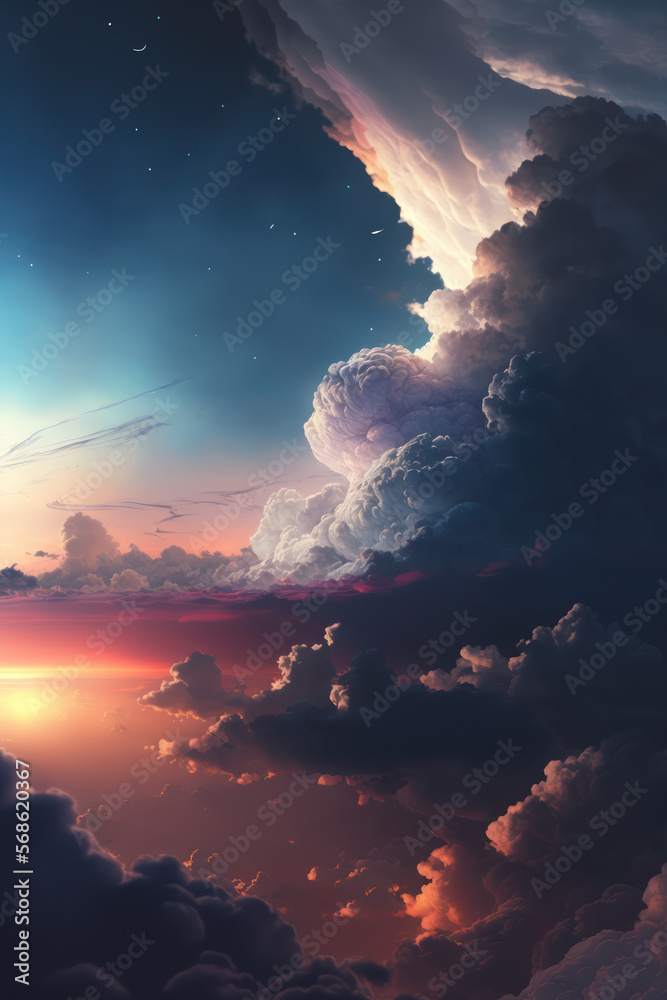 Abstract vertical background colorful beautiful background sky graphic illustration. Generative ai.