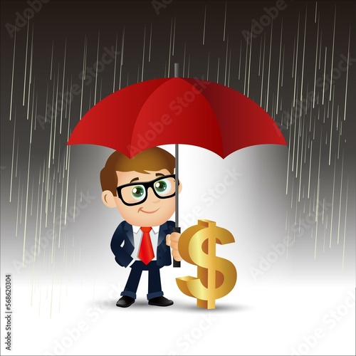 People Set - Business - Business people protecting money for any storm problem