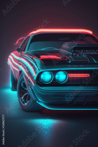 Neon Car. Generative AI © Carlos Cainã