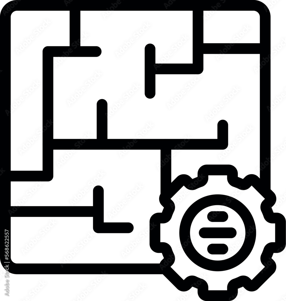 Engineer plan icon outline vector. Machinery process. Work computer Engineer plan icon outline vector. Machinery process. Work computer