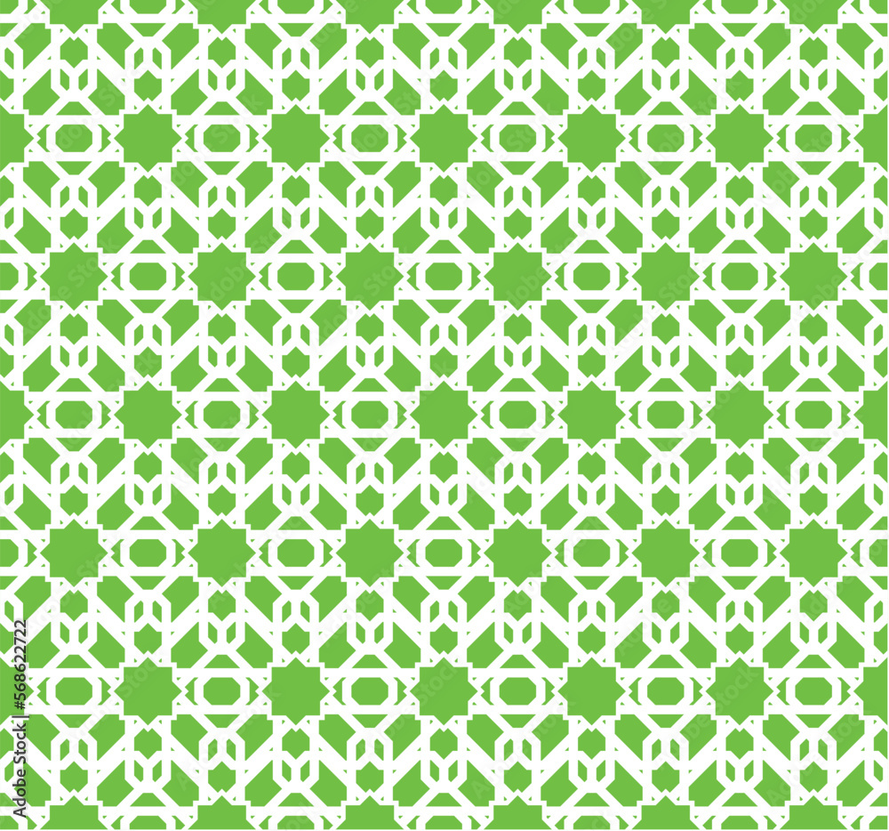 White Islamic Geometric Pattern on Green Background Vector Illustration White Islamic Geometric Pattern on Green Background Vector Illustration