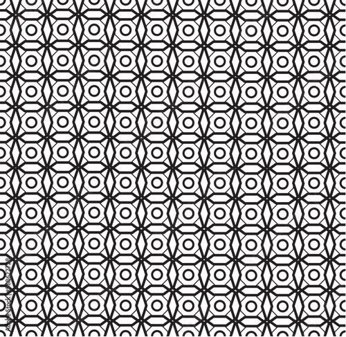 Black Islamic Geometric Pattern on White Background Vector Illustration
