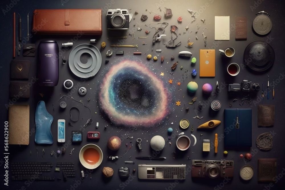 Obraz premium Collection of galaxies in space. digital illustration generative AI