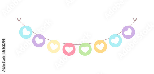 Pastel hearts bunting clipart