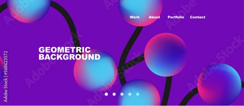 Network concept, line points connections geometric landing page background.