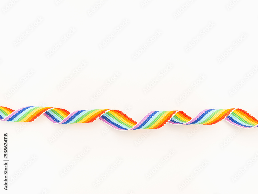 Rainbow cloth ribbon on a white background Rainbow cloth ribbon on a white background