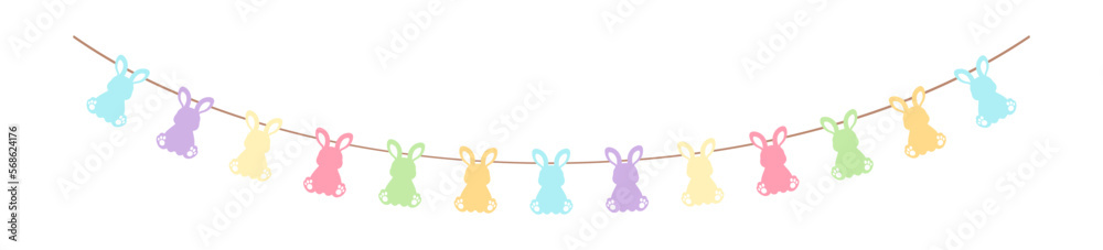 Easter rabbit pastel bunting clipart