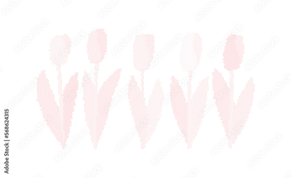 tulips pink square halftone vector illustration tulips pink square halftone vector illustration