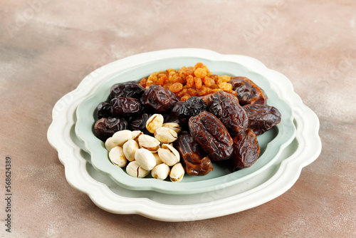 Pistachio, Dates Fruit, and Golden Raisin for Iftar Ramadan