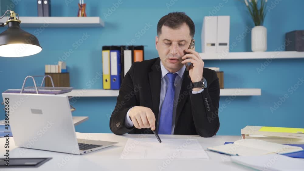 Businessman working in office making phone call about business.
Businessman making phone call about business and analyzing at the same time.
Businessman working in office making phone call about business.
Businessman making phone call about business and analyzing at the same time.