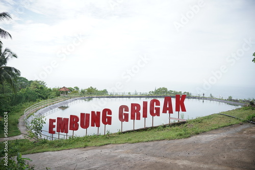 Grigak Reservoir in Gunungkidul, Yogyakarta, Indonesia. Become a rainwater reservoir and a tourist spot by the sea.