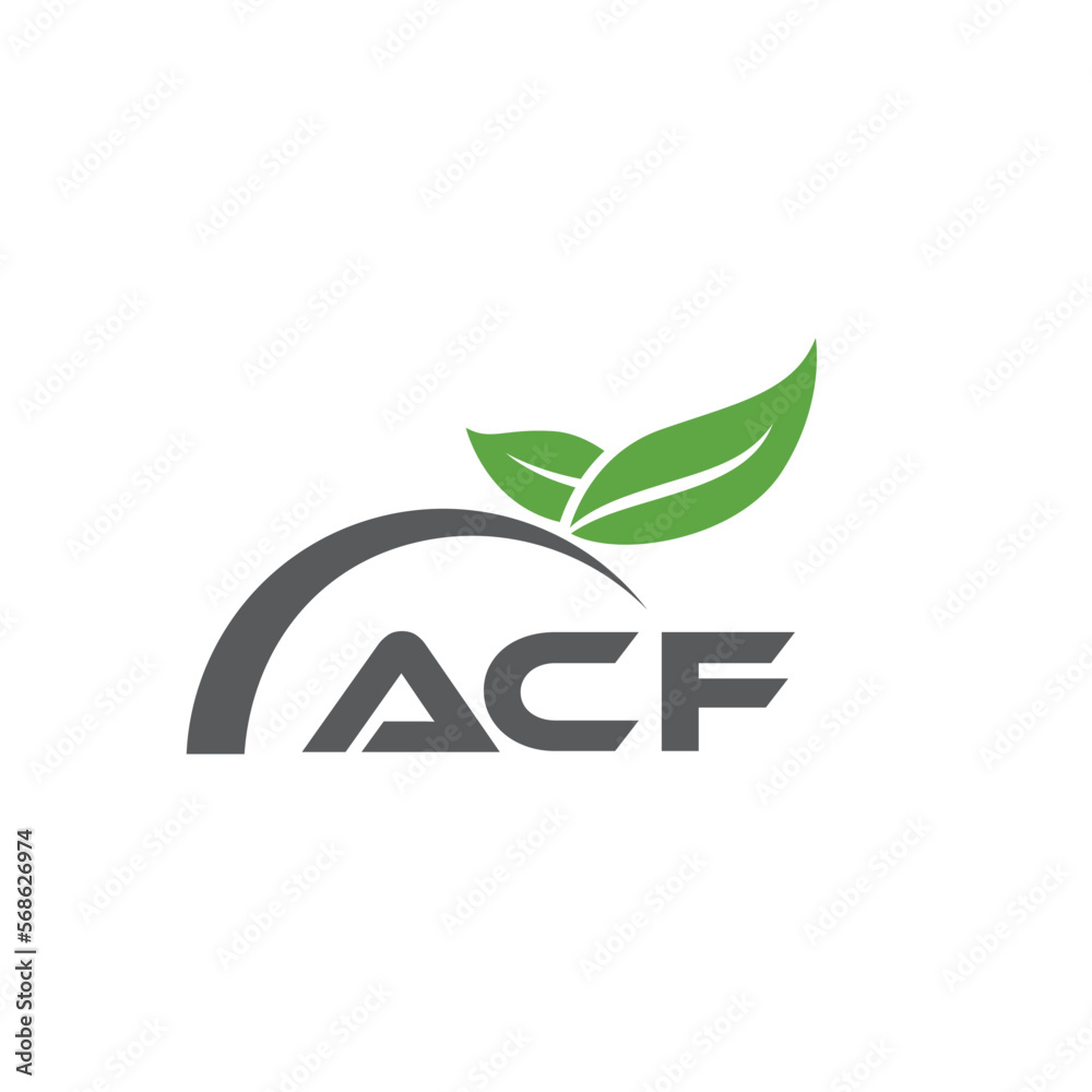 ACF letter nature logo design on white background. ACF creative ...