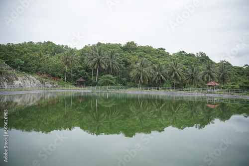 Grigak Reservoir in Gunungkidul, Yogyakarta, Indonesia. Become a rainwater reservoir and a tourist spot by the sea.