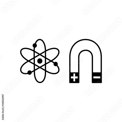 Set ikon vektor garis besar laboratorium sains kimia. Farmasi dan kimia, elemen dan peralatan pendidikan dan sains	