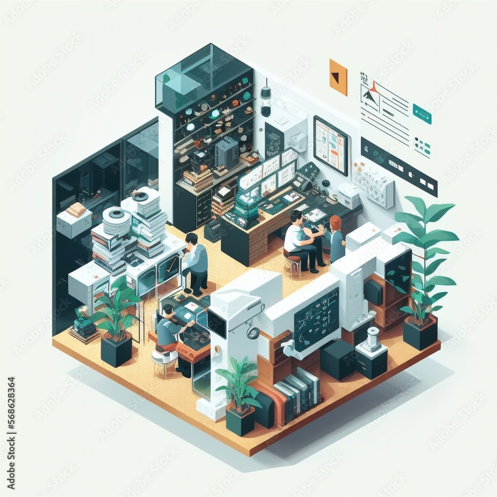 isometric stock office room isometric stock office room