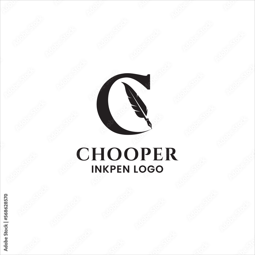 feather ink pen initial C design logo for publishing or printing book companies. feather ink pen initial C design logo for publishing or printing book companies.