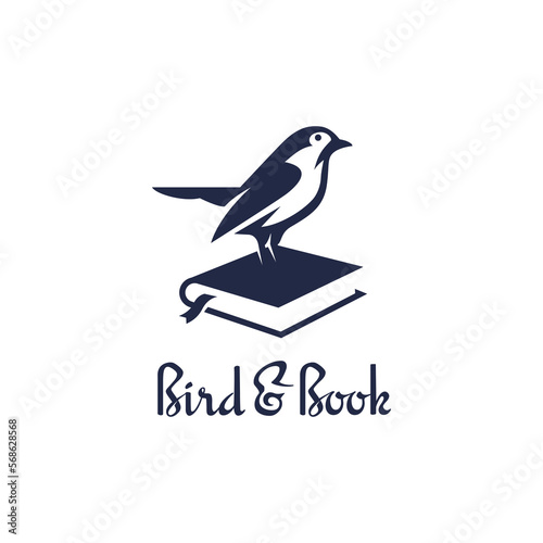 Bird on Book Vector logo design