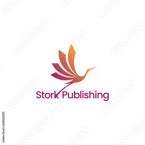 Stork Heron Book Paper design logo vector for publishing, writers, printing or other companies.