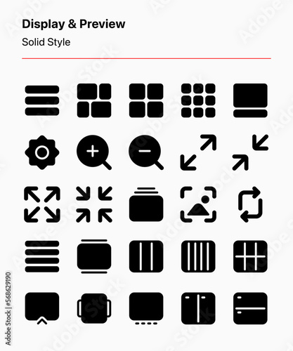 A set of customizable display and preview icons. Perfect for app and web interfaces, graphic design, and other projects