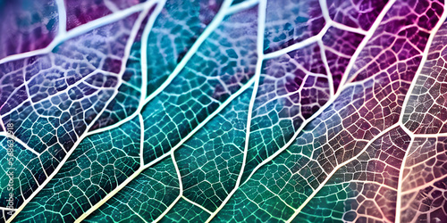 macro photography of beautifull leaves colored translucent, neon, transparent, closeup