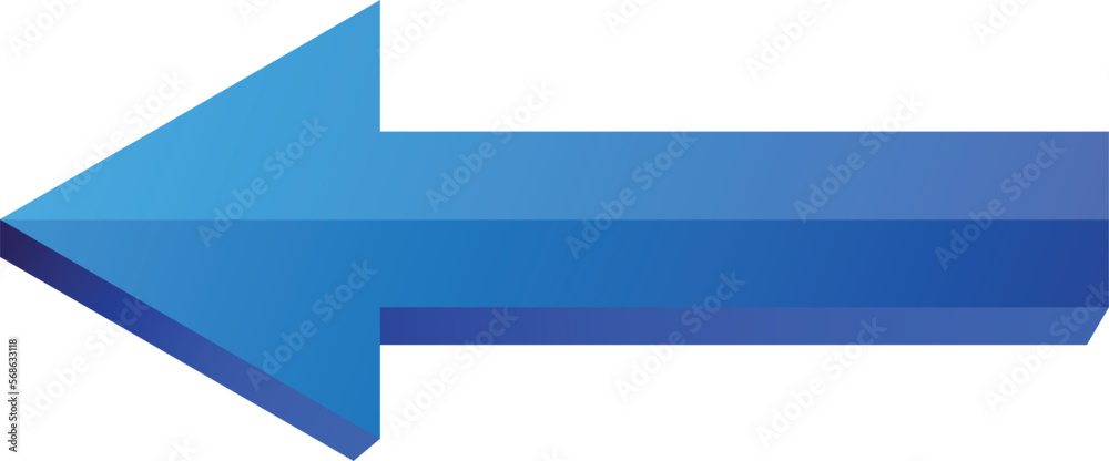 3d Blue Arrow Left Direction Icon on a Transparent Background, arrow icon Illustration Vector for your website design. Arrow indicated the direction symbol. curved arrow sign.