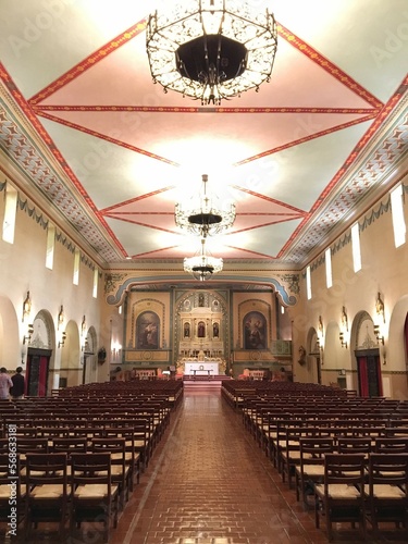 The interior of the Santa Clara mission church, on the campus of the University of California Santa Clara, was built by Spanish missionaries in an attempt to convert Native Americans to Christianity photo