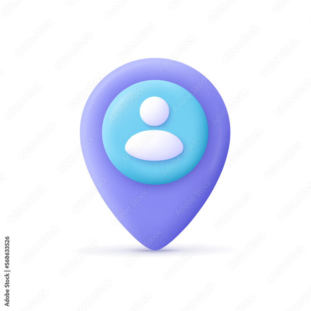 Map pointer marker, pin with a person, user icon. People location concept. 3d vector icon. Cartoon minimal style. Map pointer marker, pin with a person, user icon. People location concept. 3d vector icon. Cartoon minimal style.