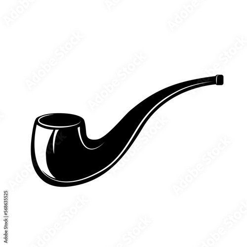 Smoking pipe black icon. Vector illustration isolated on white