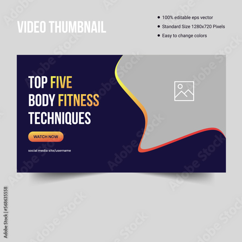 Creative fitness tips video thumbnail cover banner template design