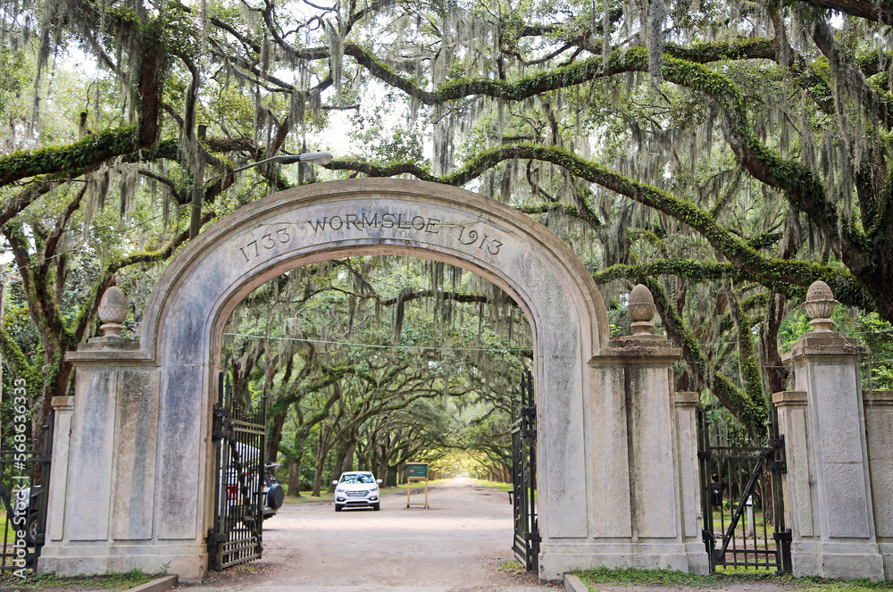 Entrance gate to Wormsloe Plantation, Savannah, Georgia