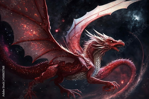 Fiery Wrath: A Red and White Dragon photo