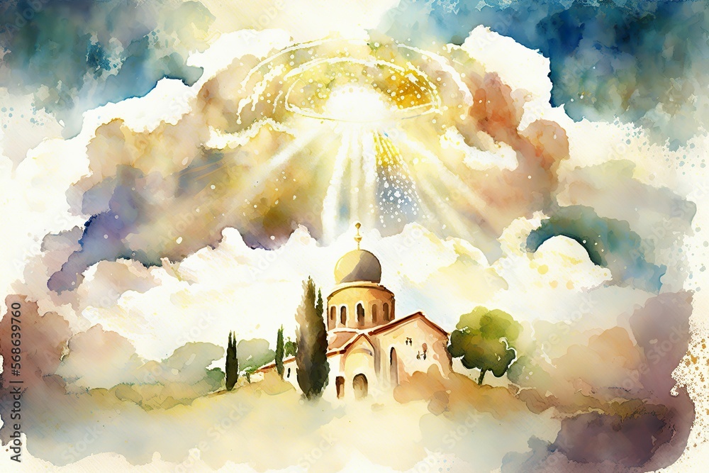 Heaven Background Light Watercolor · Creative Fabrica