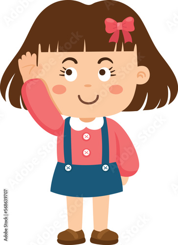 cute little kid girl illustration vector