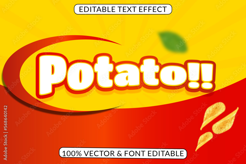 Food potato editable text effect