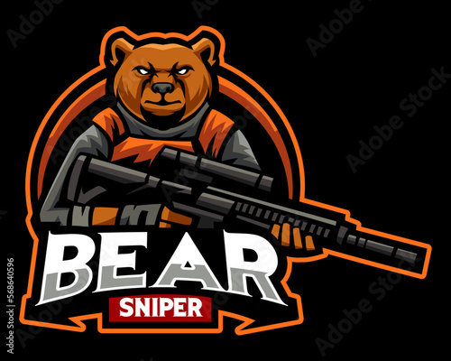 Bear gunner esport mascot logo