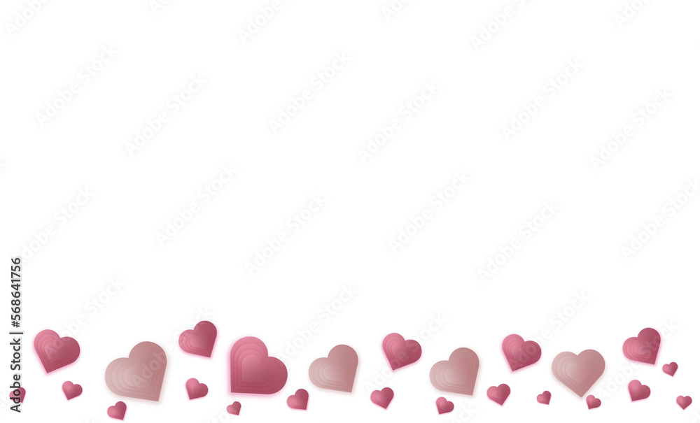 pink hearts on transparent background, flat lay. PNG image. Valentine's day concept