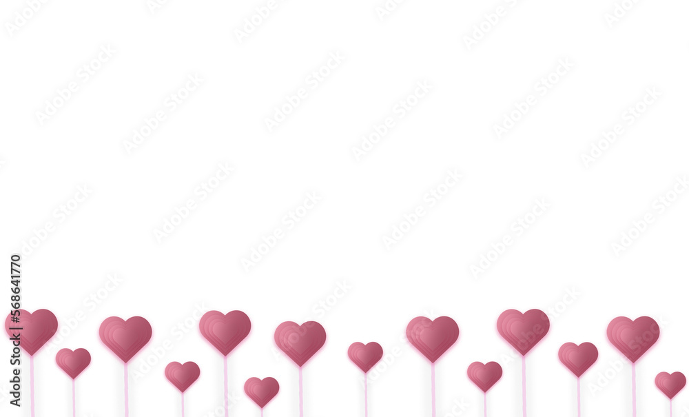 pink hearts isolated on transparent background for valentines day concept design banner. PNG image