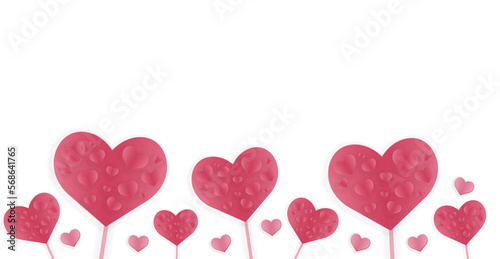 Valentines day concept image with red hearts isolated on transparent background. PNG file