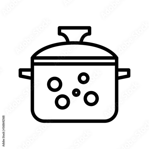 Outline household pressure cocker equipment vector icon illustration