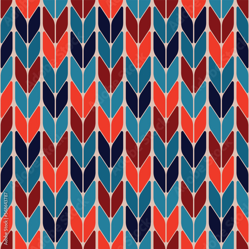 knitted texture of blue and orange tone color, Abstract knitted pattern.