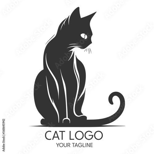 Silhouette art cat logo  vector template