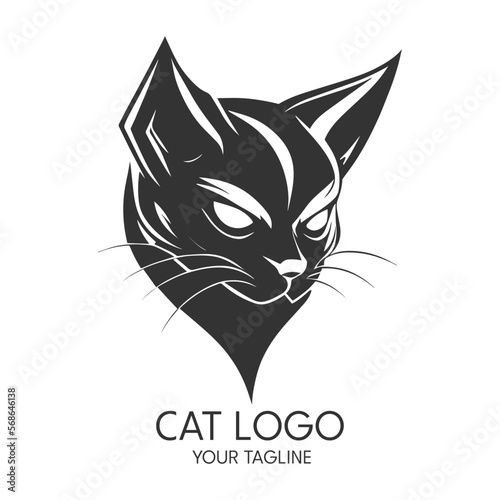 Silhouette art cat logo, vector template