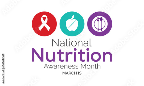 National Nutrition month is observed every year in March .Vector illustration on the theme of National Nutrition Month of March