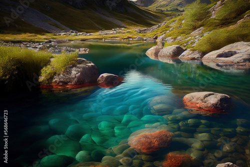 Beautiful river source in Urbasa and Andia National park. Generative Ai photo